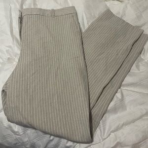 Alex Marie Khaki Ivory Linen Blend Pinstripe Pants / work pants| women’s size 16